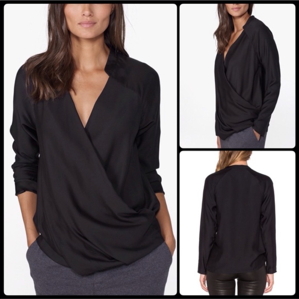 James Perse Sandifer Satin Wrap Top. Size 0.